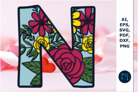 3D SVG Floral N for Shapes