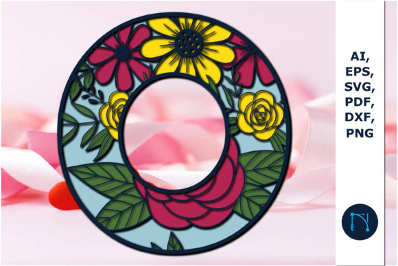 3D SVG Floral O for Shapes & Web Design