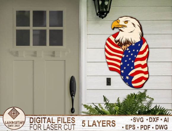 American Eagle 3D Layered SVG Graphics & Templates