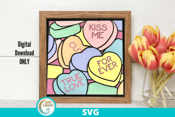 Candy Hearts Valentine 3D SVG Shadow Boxes