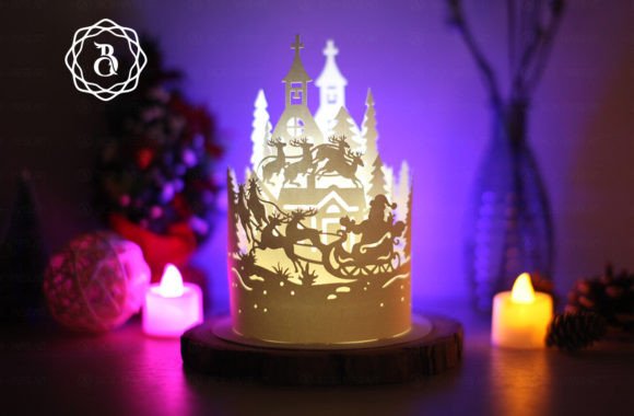 Christmas 3D SVG: Santa Reindeer Lanterns