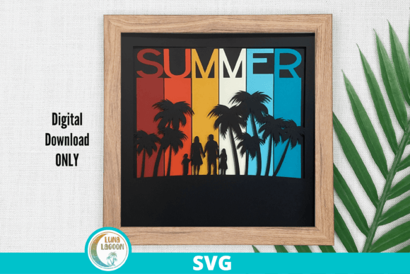 Family Retro Summer 3D SVG for Shadow Boxes
