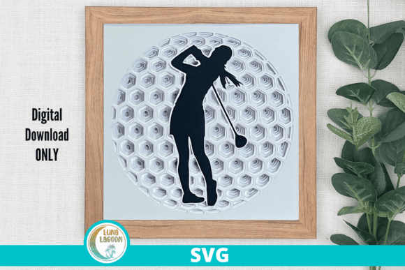 Female Golfer 3D SVG for Shadow Boxes