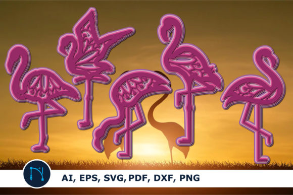 Flamingo 3D SVG Bundle for Shapes