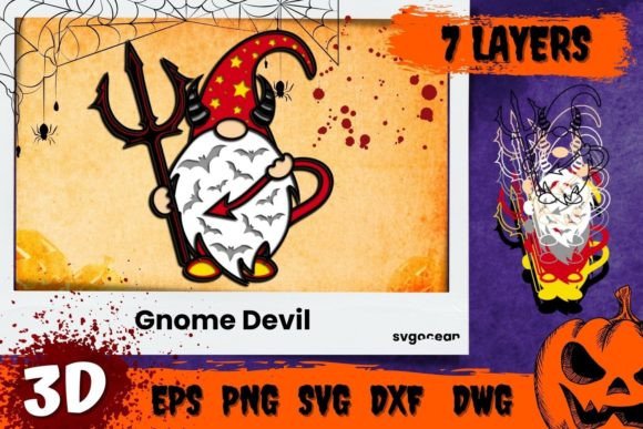 Gnome Devil 3D SVG for Shadow Boxes