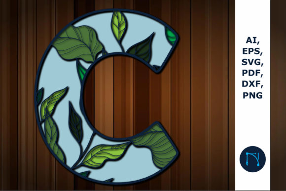 Layer Floral Alphabet C 3D SVG for Shapes