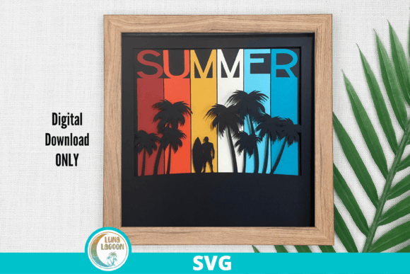 Male Surfer Retro Summer 3D SVG for Shadow Boxes