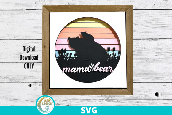 Mama Bear Retro 3D SVG for Shadow Boxes