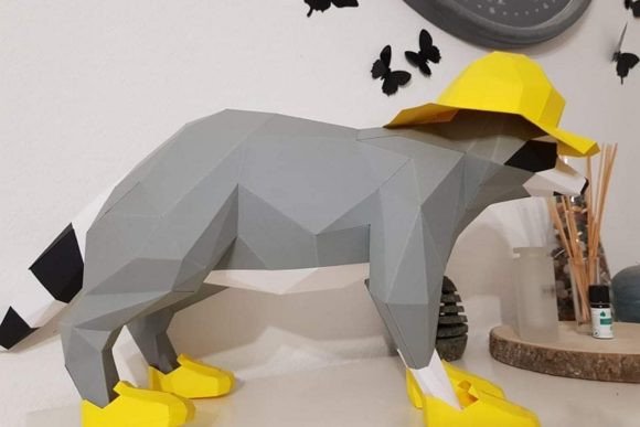 Raccoon in a Rainy Day 3D SVG: Animals for Web