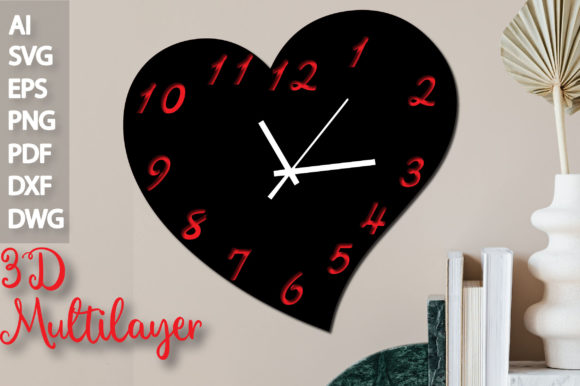 Review: Multilayer Big Heart Clock 3D SVG File