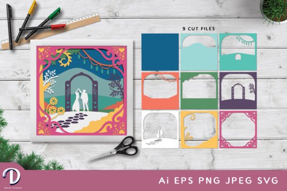 Romantic Dancing Couple 3D SVG Shadow Boxes