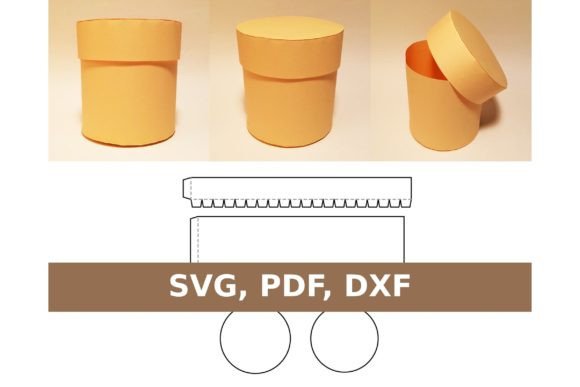 Round Box with Lid: 3D SVG for Gift Boxes