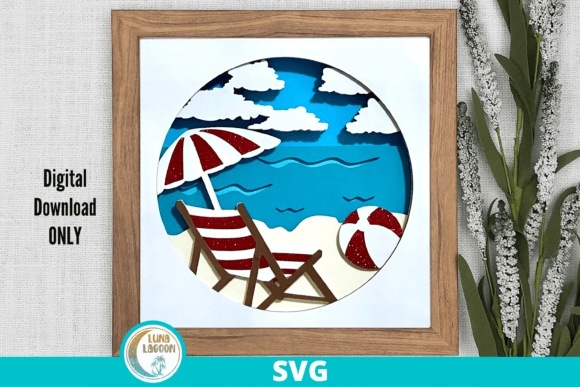 Summer Beach 3D SVG for Shadow Boxes