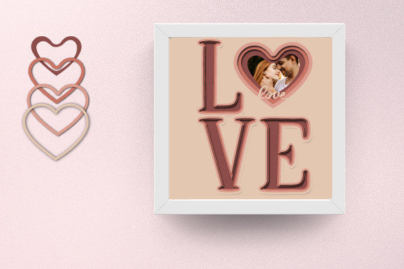 Valentine Love Photo Paper Shadow Box: 3D SVG for Shadow Boxes